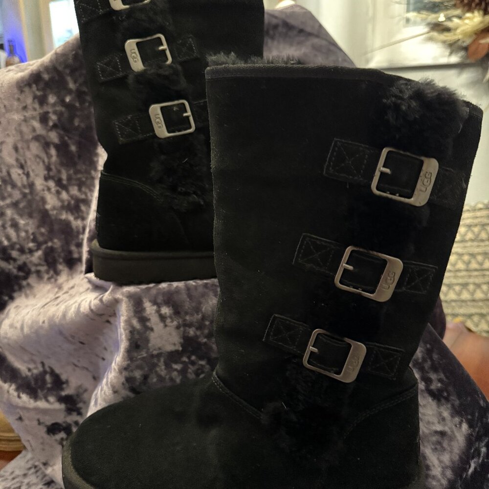 Ugg Black Boots w/ Buckles Women Sz 8